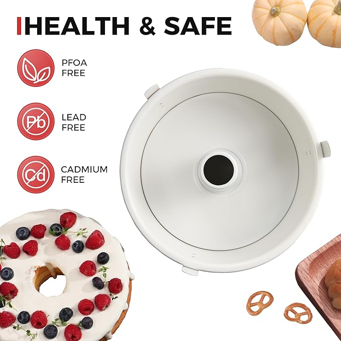 HONGBAKE Nonstick Angel Food Cake Pan with Removable Bottom, 10 Inch Tube Pound Cake Pans for Baking Chiffon Cake, 16-Cup, Heavy Duty, Pink