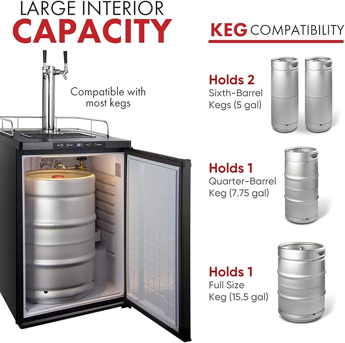 Kegco HBK309S-2 Home Brew Keg Dispenser, Stainless Steel, 2 Tap