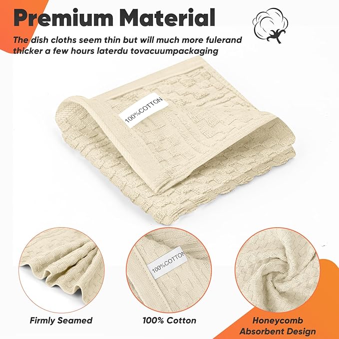Oven Mitts Kitchen Towels and Dishcloths with Pot Holders Sets, Oven Gloves Hot Pads 500°F Heat Resistant with Silicone Grip, Include 2 Cooking Gloves/2 Potholders/4 Kitchen Towels/4 Dish Towels