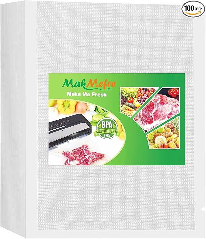 MakMeFre 100 Large Gallon Size 4mil 11.5" x 18.5" Vacuum Sealer Bags with BPA Free and Heavy Duty,Great for Food Storage Vaccume Sealer PreCut Bag
