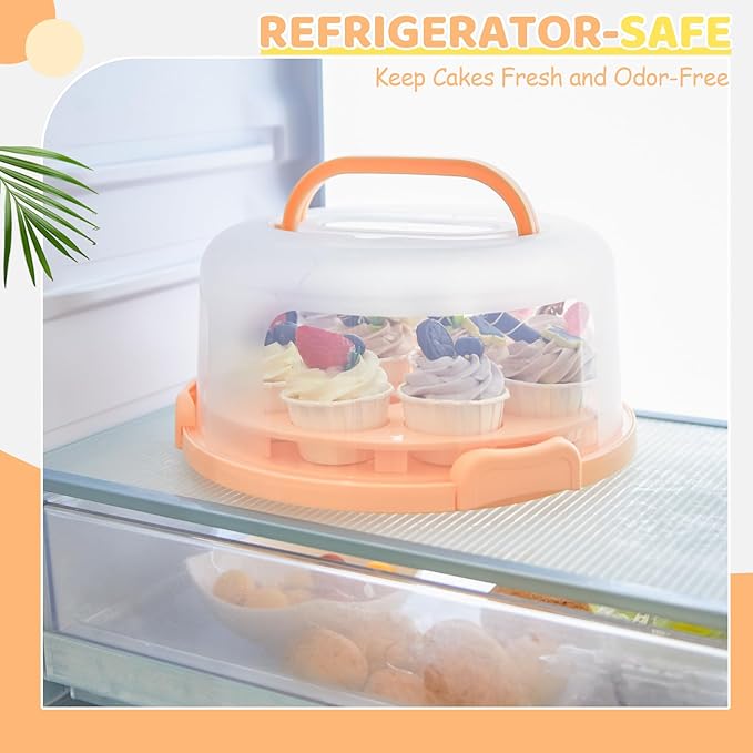 Ohuhu Cake Stand with Lid, Cake Carrier BPA-Free Cake Containers for 10 inch Cake with 2 Handles Cupcake Carrier - Plastic Cover Two Sided Base for Transport Pies Nuts Fruit Perfect Gifts