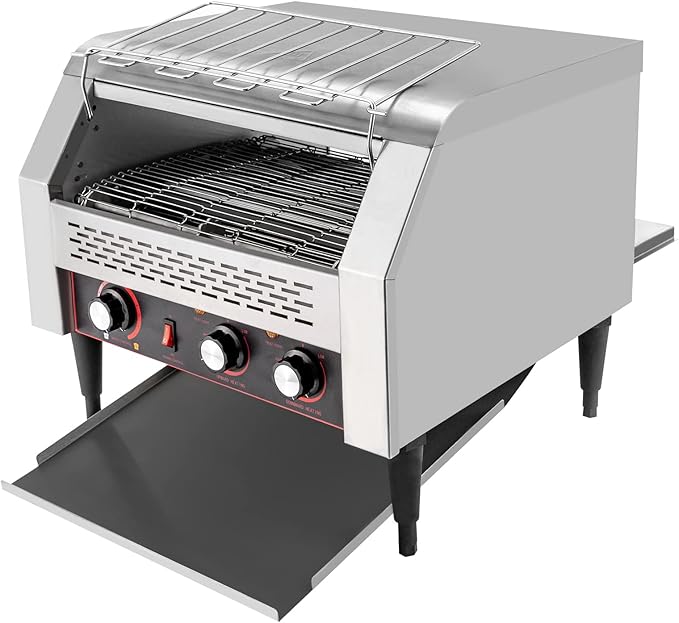 450 Slices/Hour Commercial Toaster, 110V 2600W Electric Conveyor Toaster Oven Stainless Steel Commercial Conveyor Belt Toasters for Restaurant, Bakery, Buffet Use