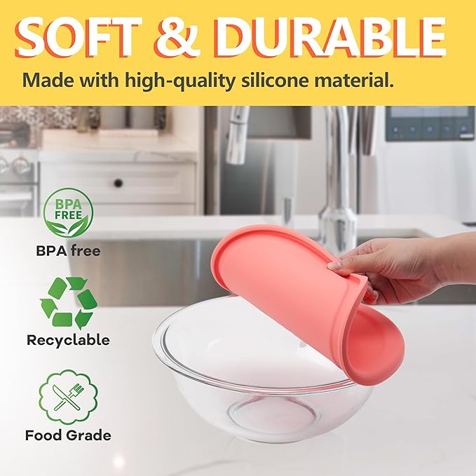 3 Pack Silicone Lids Only Fit for Pyrex 322-1 Quart / 323-1.5 Quart / 325-2.5 Quart Smart Essentials Rimmed Glass Mixing Bowls, Dishwasher and Microwave Safe (Lids Only)