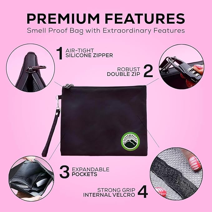 Large and Small Smell Proof Bag Combo, Smell Proof Container, Dog Tested Odor resistant Bag, Best Zipper Odor sealing Pouch Herbs, coffee & Travel Medicine Bag, Scent resistent Containers