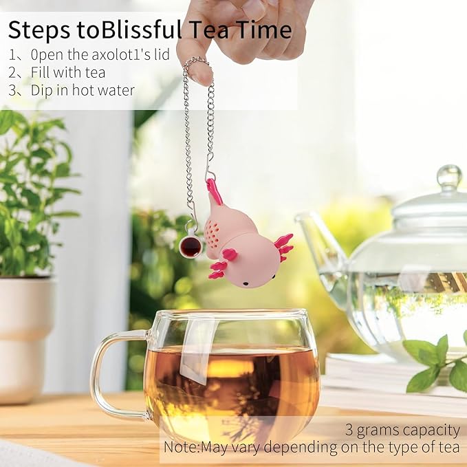 Axolotl Tea Infuser Tea Strainers For Loose Tea Silicone Tea Infusers Loose Leaf Tea Steeper Fun Kitchen Gadgets Axolotl Gifts