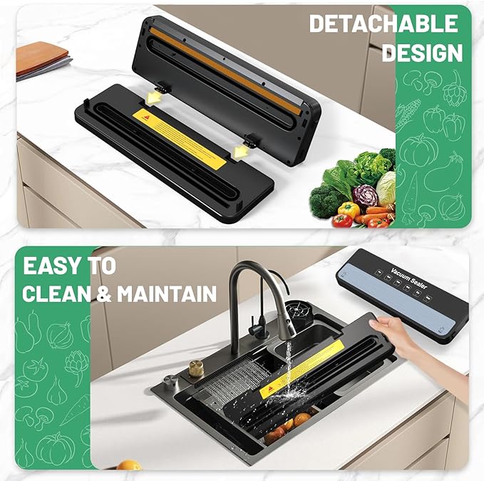 MAXDONE Vacuum Sealer Machine Food Vacuum Sealer for Food Storage Food Sealer Machine 6-in-1 for Dry/Moist Modes, Compact Design with 10 Vacuum Sealer Bags