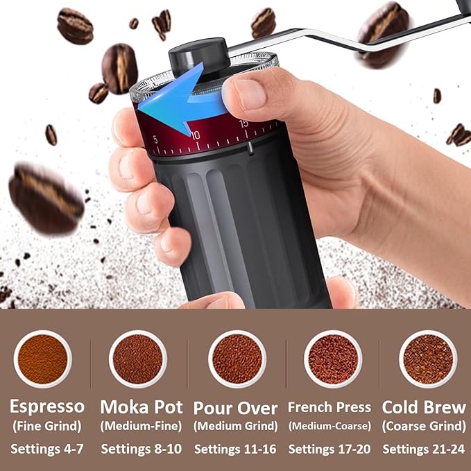 Manual Coffee Grinder, 40 Levels External Adjustment, Portable Hand Coffee Bean Mill, Ceramic Burr Coffee Grinder