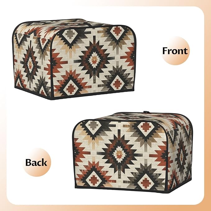 Southwestern Ethnic Aztec Covers for 4 Slice Toasters,Cute Country Bread Machine Cover with Handle,Washable Stain Resistant Kitchen Small Appliance Cover Dining Decor