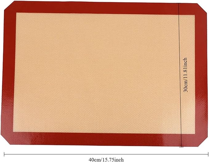 1 Piece Silicone Baking Mat Non Stick Heat Resistant Oven Liner Sheet for Cookie Macaron Bread Tool(Red 40x30cm)