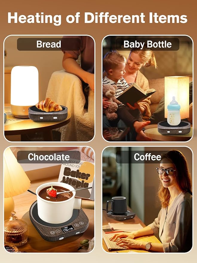 PUSEE Candle Mug Warmer Electric,Auto On/Off Gravity-Induction Coffee Mug Warmer with 9 Temp Settings,1-9 Timer Candle Melter Warmer Beverage Coffee Warmer Practical Portable Warmer for Home & Office