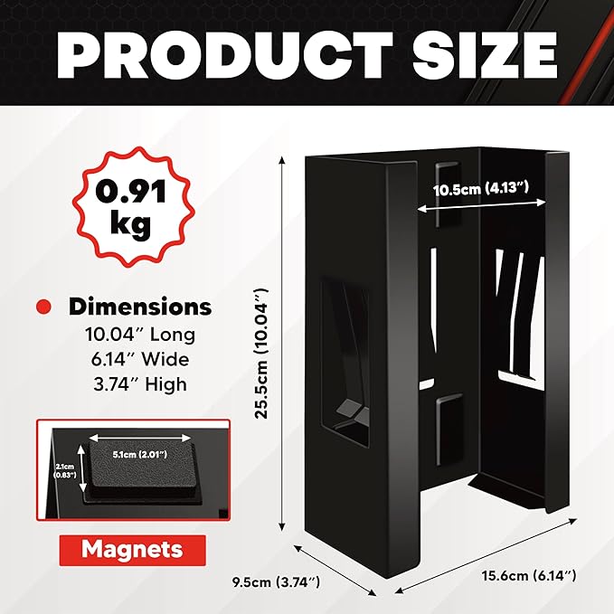 C&T Magnetic Glove Box Holder, Tissue Dispenser, Holds Boxes of Gloves, Towels, Wipes and Tissues,Suitable for Wall mounting, toolboxes, garages, workshops, Offices and Kitchens