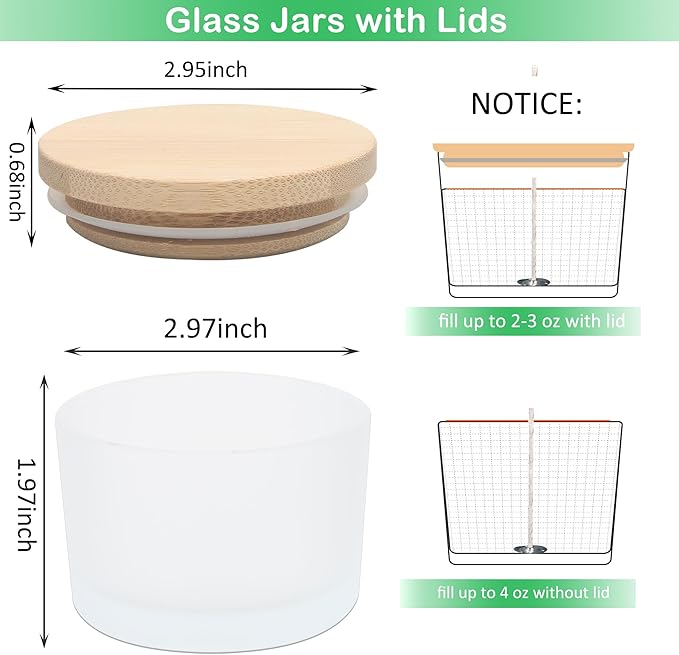 MILIVIXAY 20 Pack 4 OZ Frosted White Glass Candle Jars with Lids and Candle Making Kits - Bulk Wide Mouth Small Empty Candle Jars for Making Candles - Spice, Powder Containers.