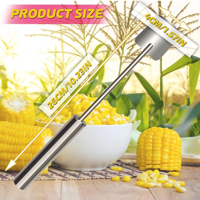 Corn Peeler, Corn Kernel Removers, Long Handle Stainless Steel Corn Stripping Tool Thresher Scraper for Home Kitchens, Restaurant Chefs