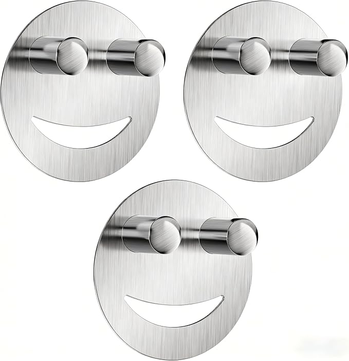 3 Pack Stainless Steel Smiley Face Dish Sponge Holder, Silver Sink Caddy Organizer Storage with Suction Cup for Kitchen, Kitchen Accessories Decor Scrubber-Silver