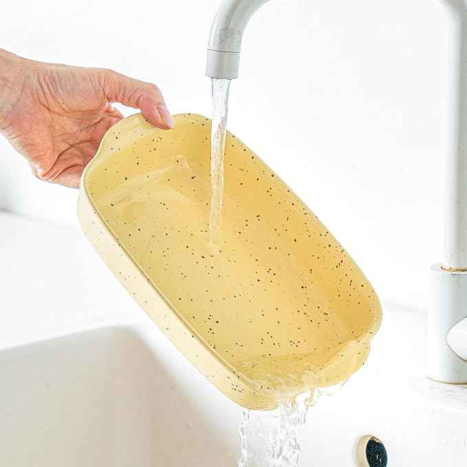 Casserole Dish Set of 3,Lasagna Pan,Ceramic Bakeware for Oven,Rectangular Baking Dishes with Handles,High Heat Resistant,Colorful Speckle Stoneware Series (13.8''/12''/9.6''Yellow)
