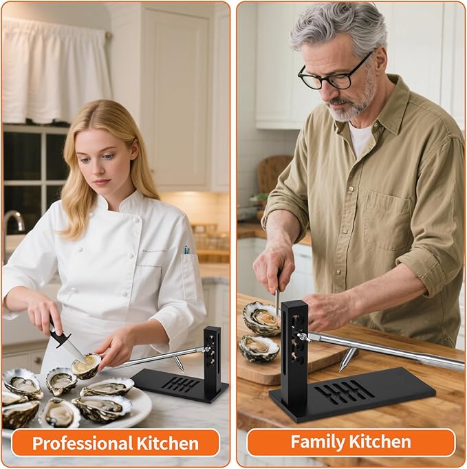 Stainless Steel Oyster Clam Opener Machine,Oyster Shucker Tool,Adjustable Oyster Opener Tool,Including Knives, Gloves and G-Clip,Suitable for Seafood Tools for Hotel, Family and Buffet