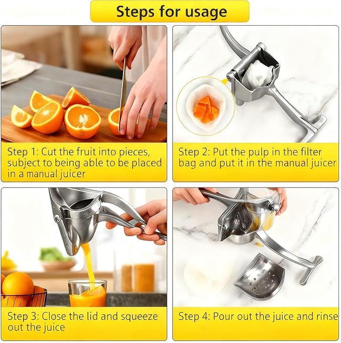 Hand Juicer Squeezer - Aluminum Alloy Fresh Fruit Juice Extractor, Fruit Juice Handheld Press Squeezer with Seed Filter, Heavy Duty Manual Hand Press Juicer for Citrus and Other Fruits (1PC)
