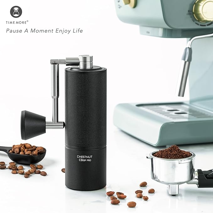 TIMEMORE Chestnut C3 ESP Pro Hand Coffee Grinder, Stainless Steel S2C Conical Burr Manual Coffee Grinder with Foldable Handle, Adjustable Grind Setting for Espresso to French Press - Black
