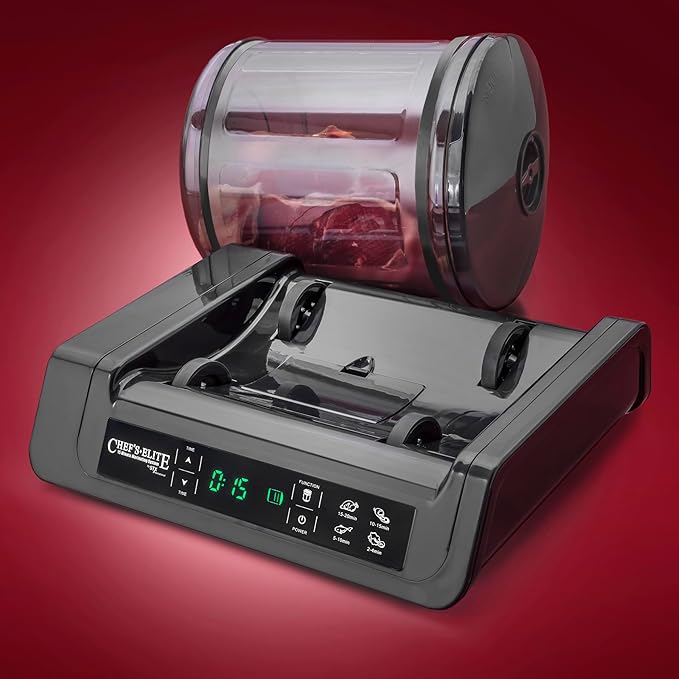 STX International Chef's Elite Vacuum Marinator & Tumbler | Marinate Meat & Vegetables in 15 Minutes | Adjustable Timer | Auto Shut-Off | Meat Tenderizer Included