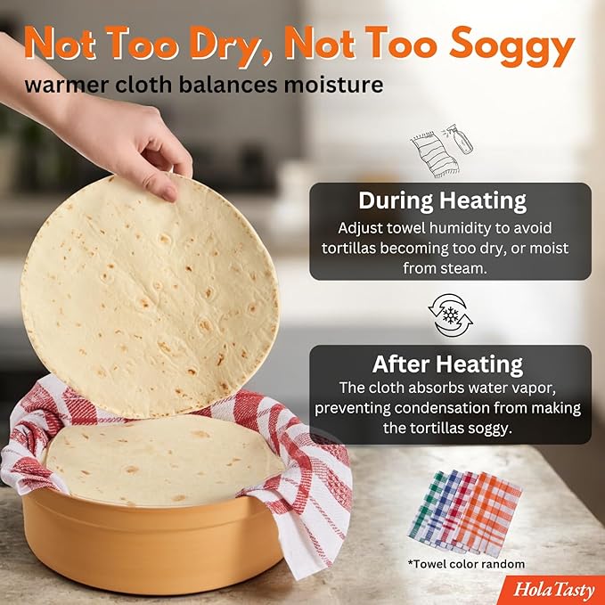 Mexican Terracotta Tortilla Warmer for Thanksgiving | Authentic Terra Cotta Tortilla Holder with Warmer Cloth | Natural Clay Tortillero Keeps 8" Tortillas Warm | Bread Warmer for Fall Dinner Party