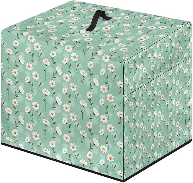 Fresh Daisy Flower Print Meat Slicer Cover Large Deli Food Slicer Machine Dust Cover Cheese Bread Cutter Cover Waterproof Dust-Proof Durable for Home Kitchen Accessories Decoration