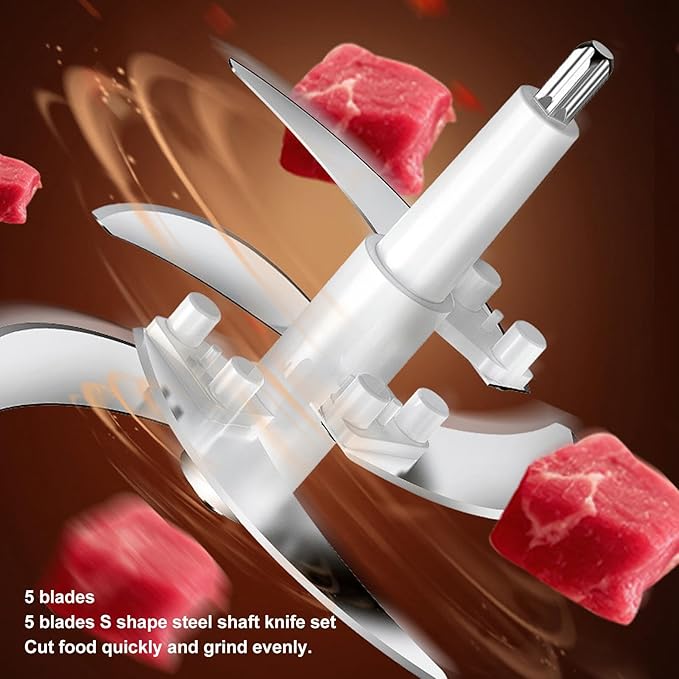 5L Stainless Steel Food Processor Electric Food Chopper with 5 Blades High Capacity Meat Grinder for Vegetables Garlic Nuts