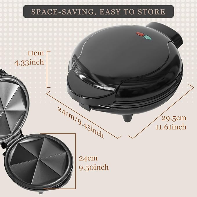 UVFAST Electric Quesadilla Maker Taco Tuesday, 9.5'' Quesadilla Press Non-Stick, Easy-Slice 6-Wedge Tortilla Cooker, Grilled Cheese Corn Flour Tortilla Snacks, Black