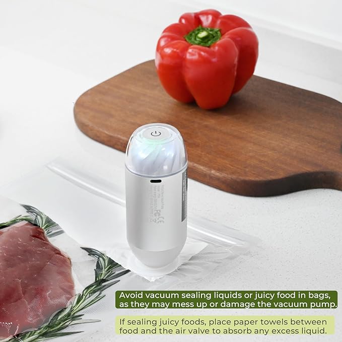 Auto Handheld Vacuum Sealer for Food - Compact Vacuum Sealer with 20 BPA-Free Reusable Air-Valve Bags, 8 Small, 8 Medium, 4 Extra-long), One-Touch Sealing Portable Sealer for Sous Vide&Freshness.
