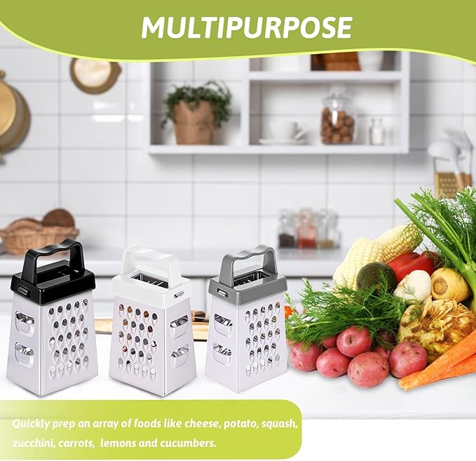 6 Pcs Mini Cheese Grater Professional Box Grater Stainless Steel Fine Coarse Handheld Slicer with 4 Sides Small Box Food Shredder Safe Zester