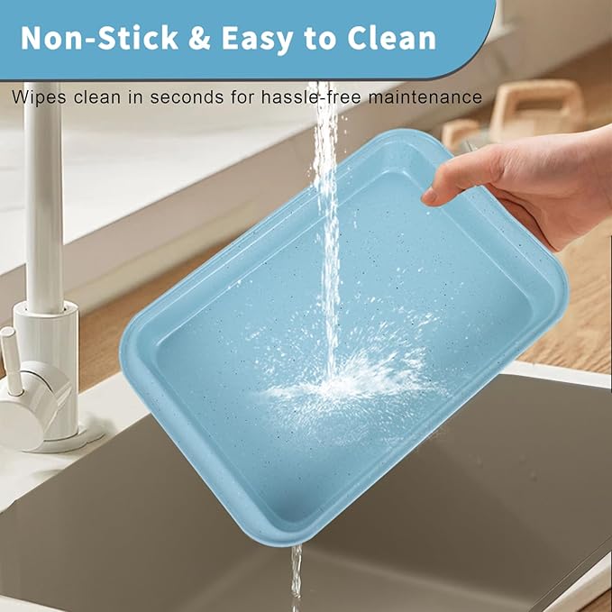 Baking Pans Set Non Stick, Bakeware Sets Stackable, Oven Safe, Steel Baking Set Supplies for Home Baking, Roasting, Easy to Release, Sturdy Bake Gifts for Holiday, Blue, 6 Pieces