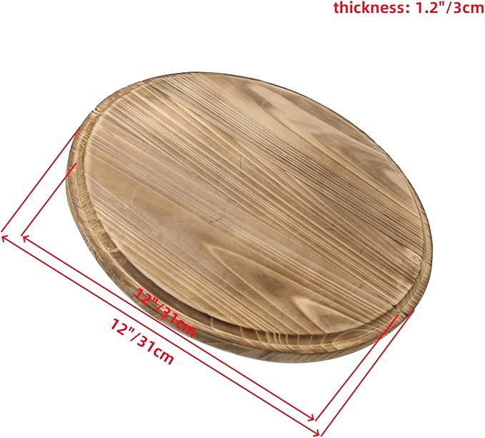 Oedema Wooden Pot Lid Round Pot Cover Pan Wood Lid 13 Inch Fry Cover for Cast Iron Pan Kitchen Cooking Lid with Ergonomic Handle