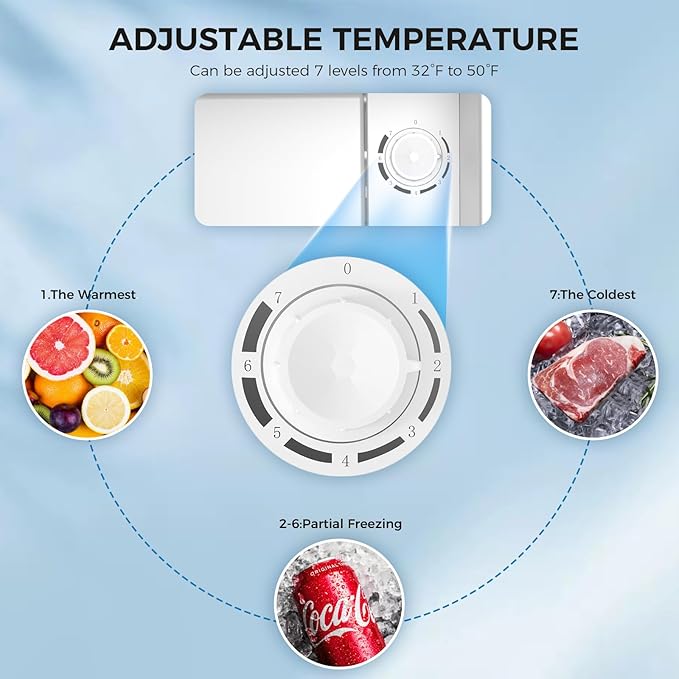 Antarctic Star Compact Refrigerator Mini Fridge with Freezer, Single Reversible Door, Dorm Fridge, Wire Shelf, Defrost Button, for Bedroom, Office, kitchen, 1.7 Cu. Ft, Steel