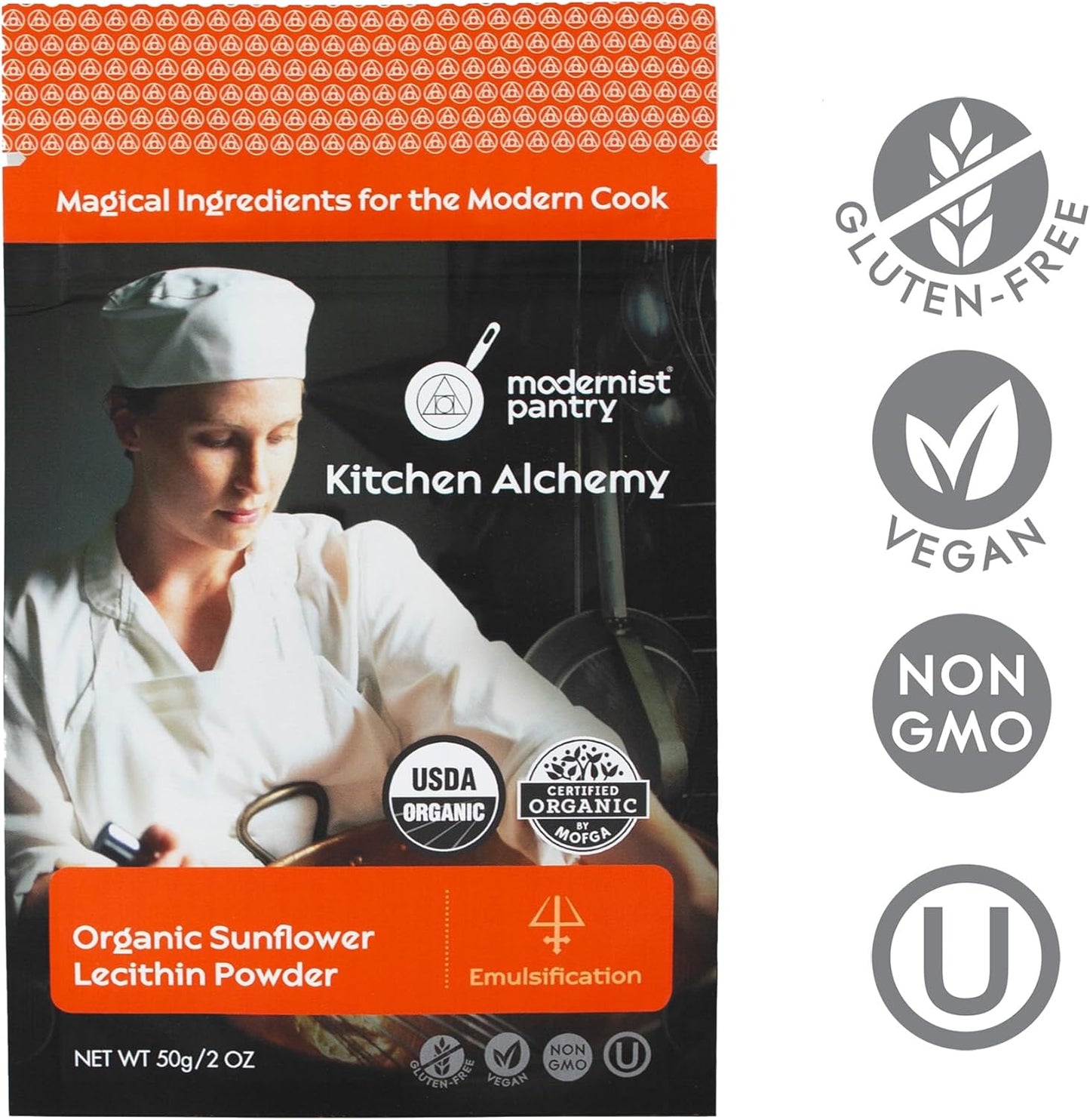 Organic Sunflower Lecithin Powder Gluten-Free Vegan OU Kosher Certified - 50g/2oz