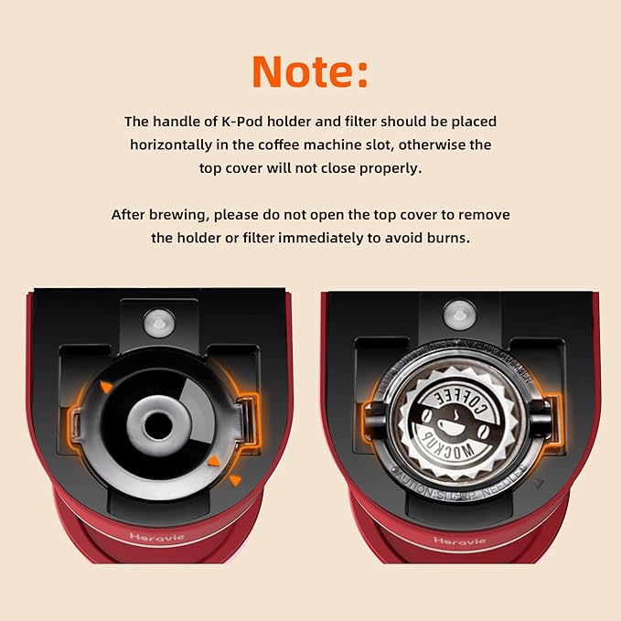 Horavie Mini Single Serve Coffee Maker for K Cup and Ground Coffee, Fast Brew One Cup Coffee Machine with Descaling Reminder and Water Window, 6 to 12 oz. Brew Sizes, Red