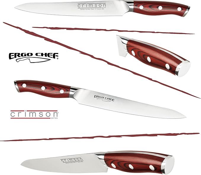 Ergo Chef Crimson Series 8 Inch Carving knife - Forged High Carbon X50CrMoV15 German Stainless Steel – G10 Handle