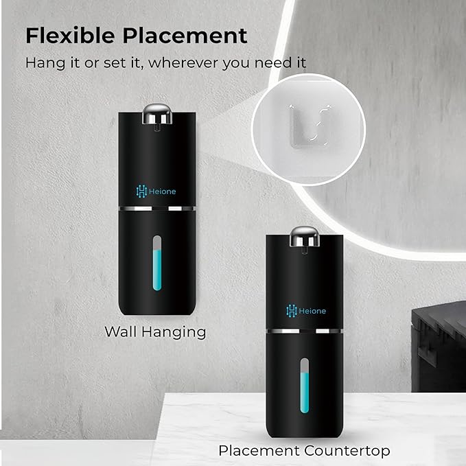 Automatic Touchless Liquid Soap Dispenser (Black, 12.8oz) | USB-C Rechargeable, IPX5 Waterproof | Ideal for Bathroom & Kitchen Sink | Wall Mount or Countertop for Hand & Dish Soap