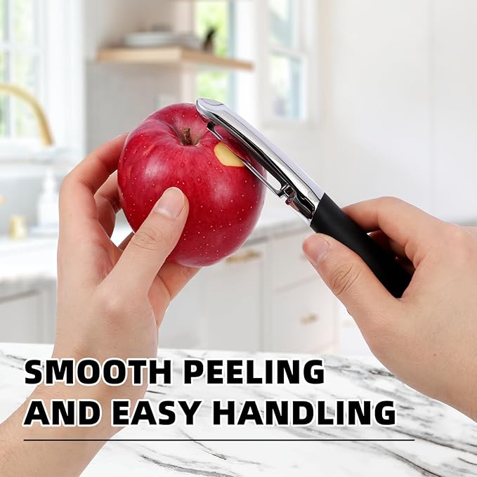 LIIGEMI Stainless Steel I Peeler with Sharp Blade, Non-slip Plastic Handle for Comfortable Peeling of Potatoes, Apples, Cucumbers, and More - Dishwasher Safe Vegetable Peeler