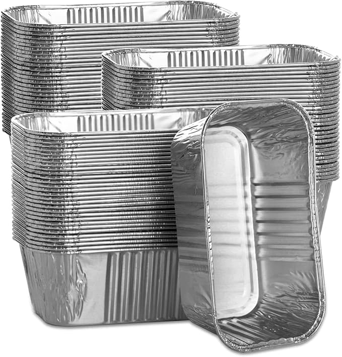 MOACOCK 100 Pack 1Lb Aluminum Mini Loaf Baking Pans, 6” x 3.5” x 2” Heavy Duty Disposable Loaf Pans, Thick Foil Bread Pans for Baking Holiday Treats Food Storage and Takeout