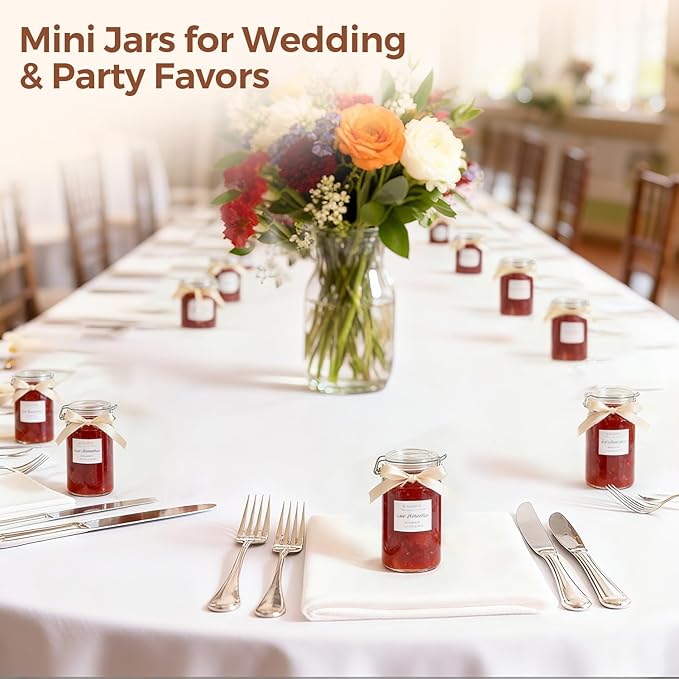 ComSaf 4 oz Glass Spice Jars with Airtight Clamp Lids, 6 Pack Small Swing Top Glass Containers for Herb Storage, Pantry Organization, Party Favors & DIY Gifts - Includes Funnel & Labels
