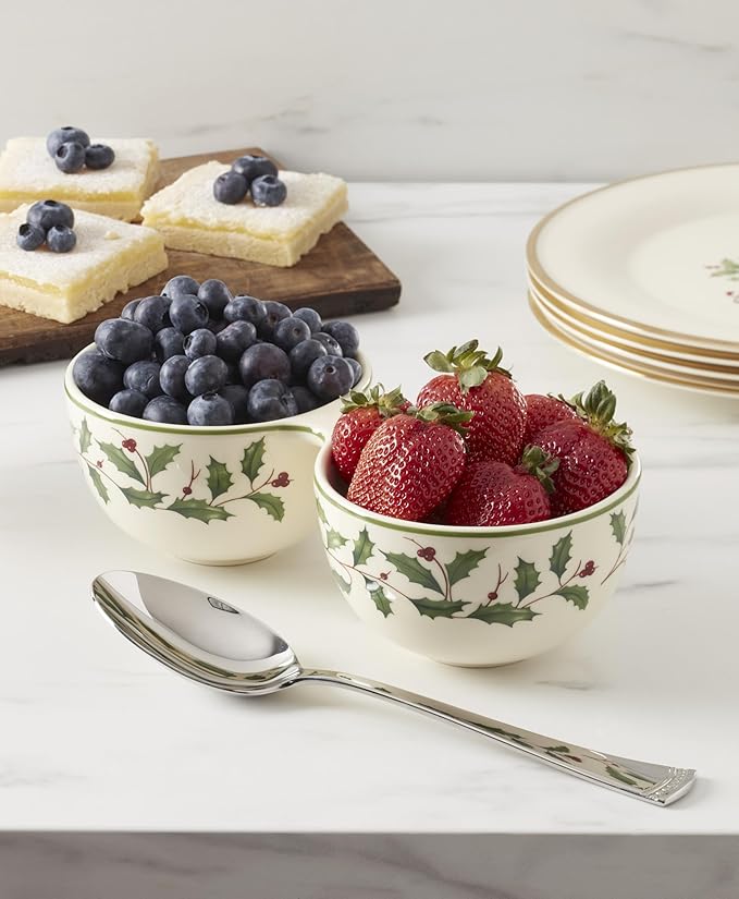 Lenox 898270 Holiday Double Dip Bowl, Christmas Dishes, Festive Serveware