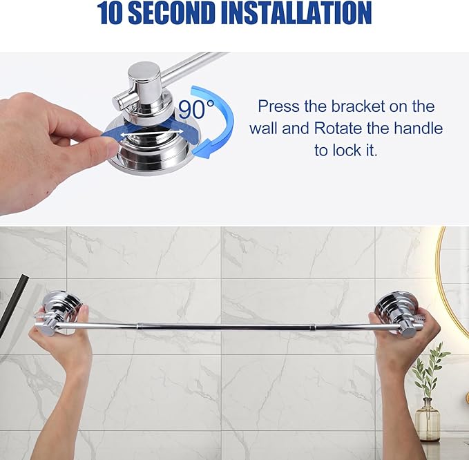 SLIIMU Suction Cup Towel Bar for Shower with 5 Hooks, 17-28 Inch Adjustable Stainless Steel Long Bathroom Wall Washcloth Rack,Extendable Glass Shower Door Suction Rag holder,Towel Rod for Bath Kitchen
