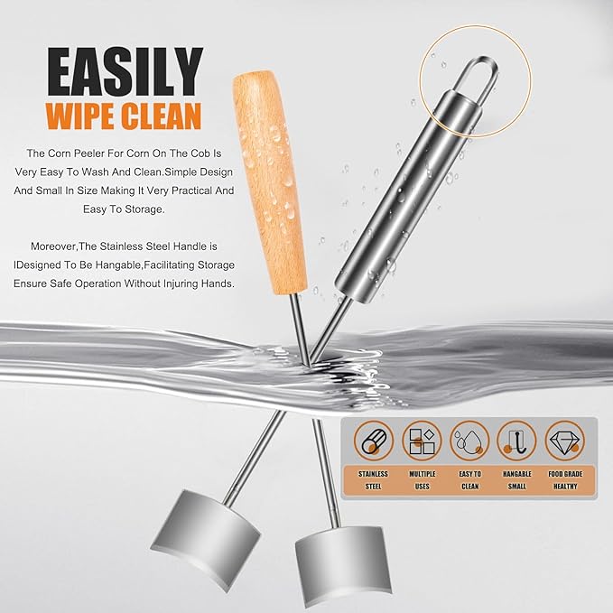 Corn Peeler Corn Thresher Corn Stripper for Corn On The CobCorn Shovel Corn Scraper Corn Kernel Remover Tool Cob Planer Corn Cutter Corn Knife Tool Stainless Steel Kitchen Gadget