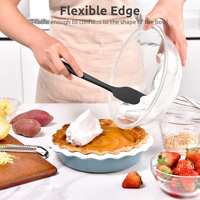 U-Taste Silicone Cooking Spoon Spatula: 480ºF Heat Resistant Food Grade 11.38" Flexible Rubber Kitchen Spoonula, Seamless Pastry Bowl Scraper for Mixing Stirring Scraping in Nonstick Cookware (Black)