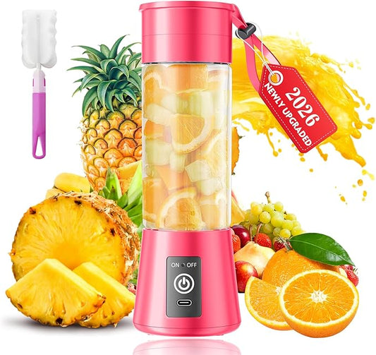 Portable Blender for Smoothies & Shakes - Cordless Personal Size Blender with 6 Blades, 380Ml Juice Cup, Lightweight & Rechargeable, Freshly Squeezed for Picnic/Sports/Office