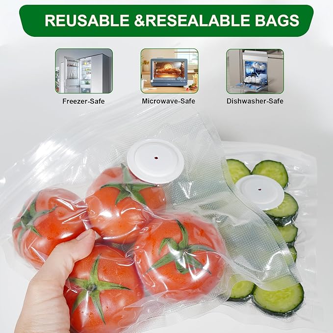 Reusable Vacuum Sealer Bags for Food Storage, 30 Pack BPA-Free (8.26 * 8.66 in), Freezer & Microwave Safe, Odor & Leak Resistant Vacuum Sealer Vacuum Bag