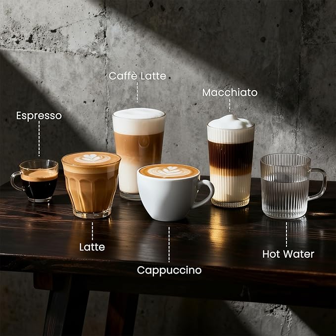 Kndko Automatic Espresso Machine, 20 Bar Coffee Maker with Grinder and Milk Frother Steam Wand, All-in-One Grind and Brew Coffee Maker, Auto Self-Cleaning, Cappuccino & Barista-Style