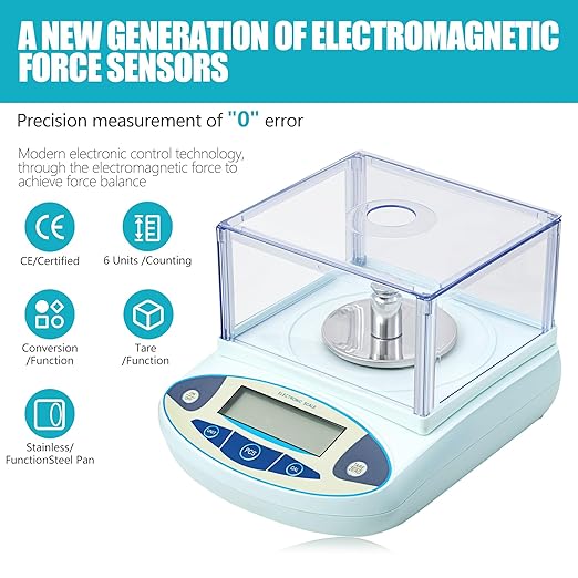 Lab Scale 2000g x 0.001g, High Precision Analytical Balance with Digital Windshield. Electronic Gram Scale for Jewelry/Kitchen/Scientific Use, 11 Units Conversion, Portable Digital Scientific Scale