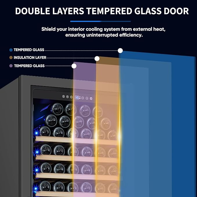 ORYMUSE 200 Bottle Upgrade Wine Cooler Refrigerator - 24 Inch Large Capacity Wine Fridge Built-In Freestanding, with Quiet Compressor, Professional Temperature Control & Wine Cellar - Black