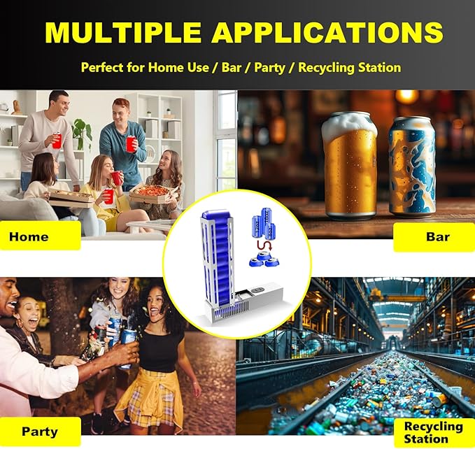 Electric Can Crusher, Automatic Electric Can Crushers for Recycling 12oz&16oz Cans, Fill 8 cans at a Time, Aluminum Can Smasher for Recycling Aluminum Seltzer, Cola, Beer Cans