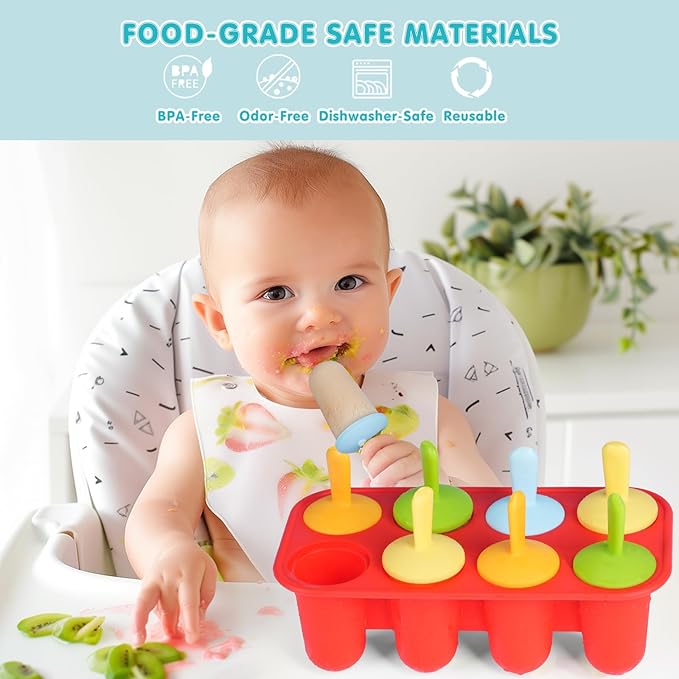 Miaowoof 10-Cav & 8-Cav Silicone Popsicle Mold for Kids, Non-BPA Premium Silicone Popsicles Molds Set